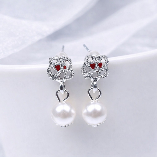 LQUSI Silver Pearl Drop Earrings for Women | Elegant Dangle Stud Earrings | Lightweight Party & Daily Wear Jewelry