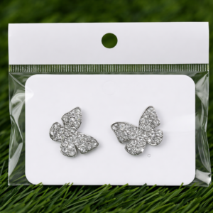 LQUSI Crystal Butterfly Stud Earrings for Women Silver Tone Sparkling Party Wear Jewelry