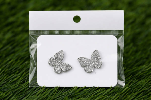 LQUSI Crystal Butterfly Stud Earrings for Women Silver Tone Sparkling Party Wear Jewelry